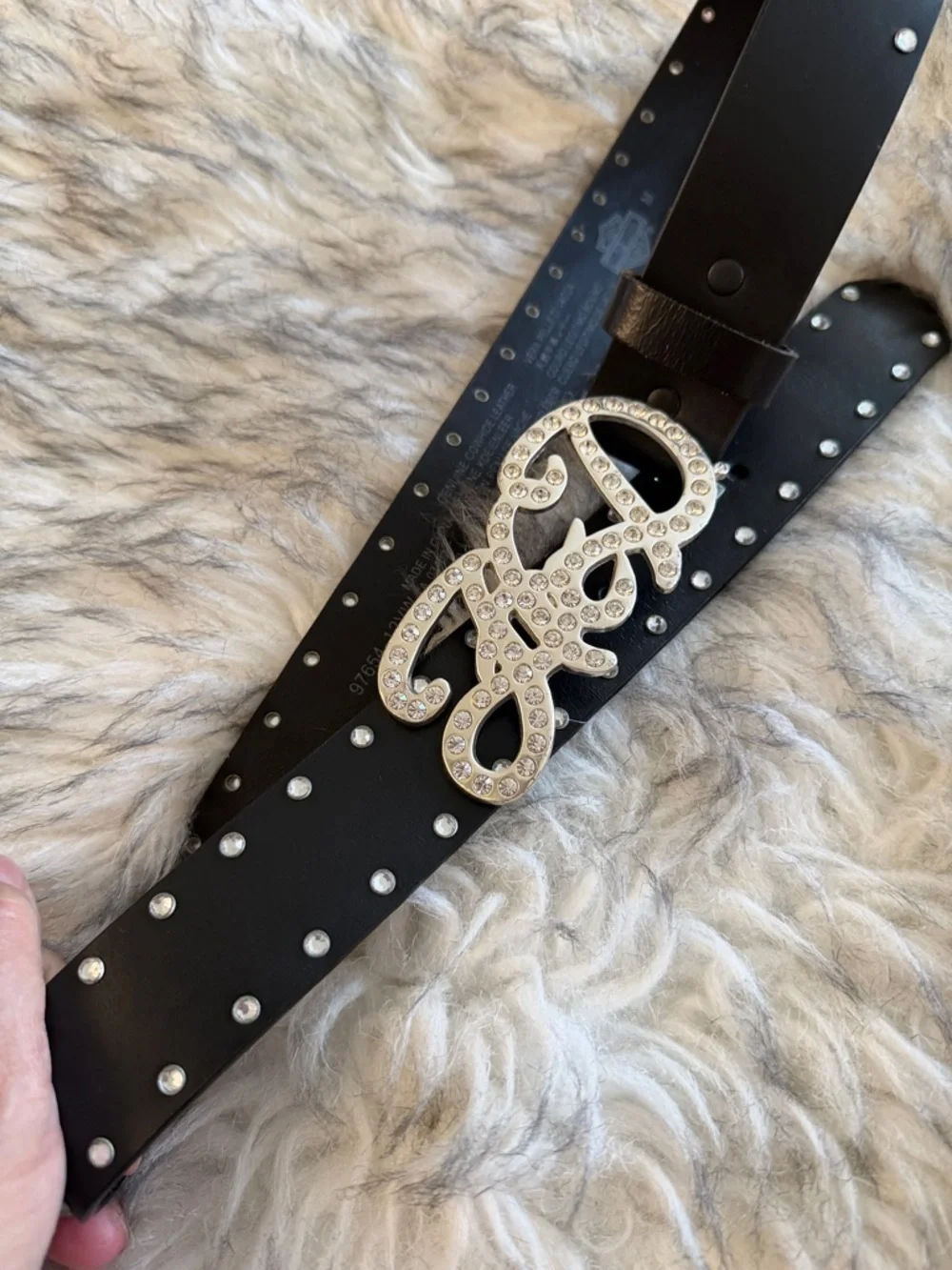HARLEY-DAVIDSON Crystal/Black HD Studded Women's Belt